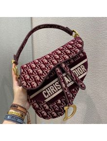 Dior Saddle Bag in Burgund Oblique Embroidered Velvet 2020