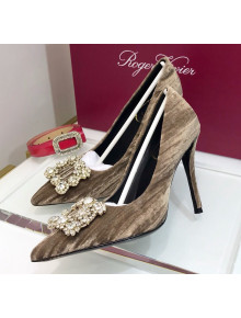 Roger Vivier Velvet Flower Strass Pumps With 10cm Heel Grey 2020