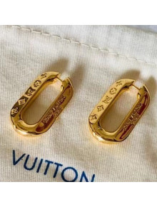 Louis Vuitton LV Edge Monogram Metal Hoop Earrings Gold 2021