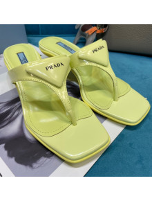 Prada Shiny Leather Heel Thong Sandals 3.5cm Yellow 2021