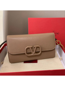 Valentino VSling Grainy Calfskin Wallet with Chain Strap 0999 Beige 2020