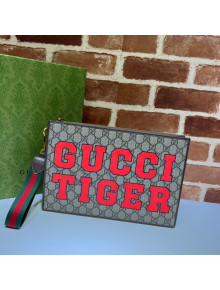 Gucci Tiger Print GG Canvas Pouch 688378 Beige/Red 2022