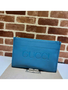 Gucci Leather Pouch with Gucci logo 681200 Blue 2022