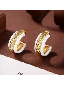 Celine Stud Hoop Earrings White/Gold 2021 57