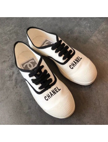 Chanel Soft Fabric Lace-up Sneaker White/Black 2019