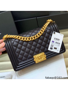 Chanel Quilted Original Haas Caviar Leather Medium Boy Flap Bag Black/Gold(Top Quality)