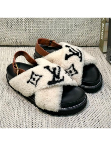 Louis Vuitton Paseo Logo Wool Flat Comfort Sandals White/Black 2021 02