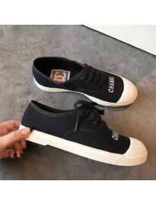 Chanel Soft Fabric Lace-up Sneaker Black/White Toe 2019