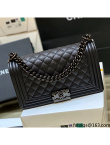 Chanel Quilted Original Haas Caviar Leather Medium Boy Flap Bag All Black (Top Quality)