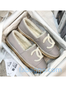 Chanel Lambskin Wool CC Flat Espadrilles Gray 2020