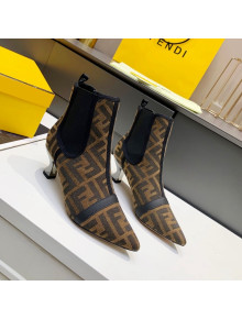 Fendi Colibri FF Canvas Ankle Boots 5.5cm Brown 2021