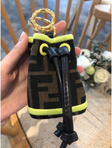 Fendi Mon Tresor FF Bucket Bag Charm Neon Yellow 2019