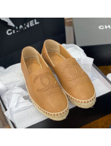 Chanel CC Shiny Lambskin Espadrilles Light Brown 2021 49