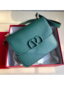 Valentino Large VSLING Grained Calfskin Shoulder Bag 0074L Green 2019