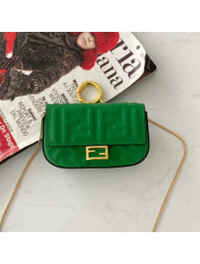 Fendi FF Lambskin Nano Baguette Charm Green 2022