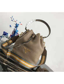 Prada Leather Bucket Bag 1BE018 Beige 2019