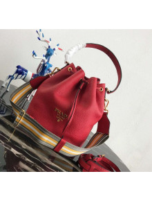 Prada Leather Bucket Bag 1BE018 Red 2019