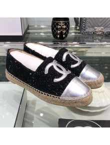 Chanel Tweed Espadrilles G29762 Silver/Black 2019