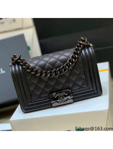 Chanel Quilted Original Haas Caviar Leather Small Boy Flap Bag All Black (Top Quality)