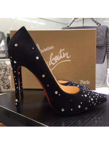 Christian Louboutin Black Suede Pump With Crystal and Stars 2018