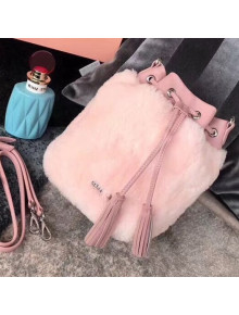 Miu Miu Shearling Bucket Bag 5BE014 Pink 2018