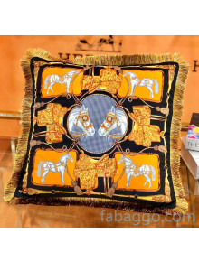 Hermes Horse Throw Pillow 45x45cm H2082410 Black/Orange 2020