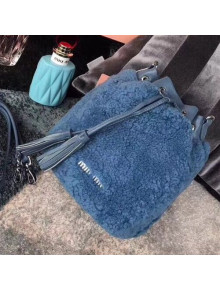 Miu Miu Shearling Bucket Bag 5BE014 Blue 2018