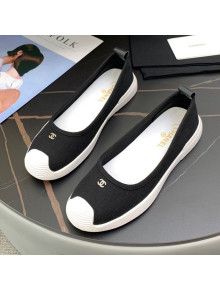 Chanel Canvas Flat Loafers Shoes Black 2021