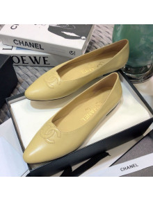 Chanel Vintage Lambskin Ballerinas with Embossed CC Nude 2021