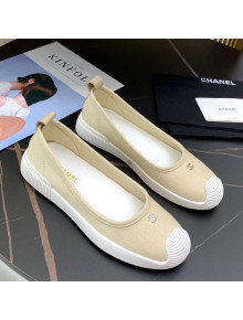 Chanel Canvas Flat Loafers Shoes Beige 2021