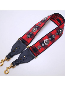 Dior Christian Dior Shoulder Strap in Checker Canvas Red 2019