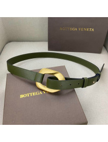 Bottega Veneta Leather Belt 25mm with Metal Framed Buckle Green 2020