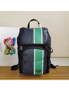 Prada Men's Striped Leather Backpack 2VZ135 Black/Green 2020