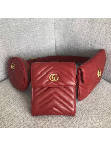 Gucci GG Marmont Matelassé Leather Belt Bag 524597 Red 2018