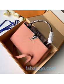 Louis Vuitton Capucines PM with Snakeskin Top Handle N95509 Peach Pink 2020