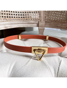 Bottega Veneta Leather Belt 2cm with Triangle Buckle Red/Aged Gold 2021 