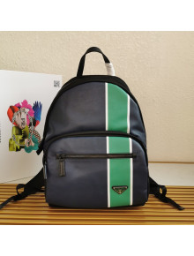 Prada Men's Striped Leather Backpack 2VZ066 Black/Green 2020