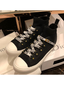 Dior Walk'n'Dior Mid-top Sneaker in Black Technical Knit Fabric 2019