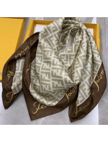 Fendi Roma with Love Silk FF Square Scarf 90x90cm Coffee 2019