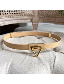 Bottega Veneta Leather Belt 2cm with Triangle Buckle Apricot/Aged Gold 2021 