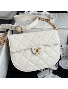 Chanel Quilted Calfskin Small Messenger Bag AS2485 White 2021