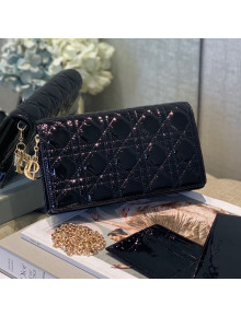 Dior Cannage Patent Leather Chain Wallet WOC Black 2019