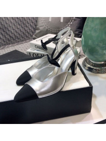 Chanel Lambskin Pumps with Bow 80mm G36360 Silver 2021