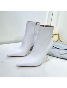 Amina Muaddi Calfskin Short Boots White 2021 08