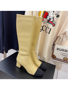 Chanel Leather Calf-High Boots 5cm Apricot 2021 111049