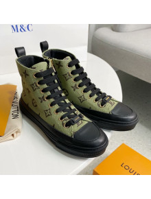 Louis Vuitton Stellar Monogram Canvas Sneaker Boot Khaki Green 2020