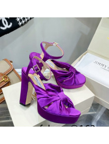 Jimmy Choo Silk Platform High Heel Sandals 11.5cm Purple 2022 032309