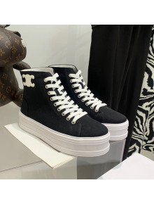 Celine Canvas Flatform High-top Sneakers Black 2022 032406