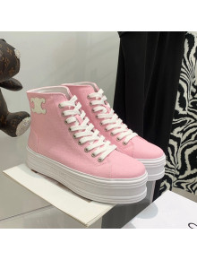 Celine Canvas Flatform High-top Sneakers Pink 2022 032407