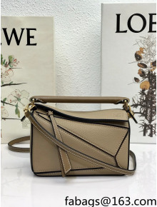 Loewe Puzzle Mini Bag in Litchi-Grained Calfskin Khaki 2022 10173